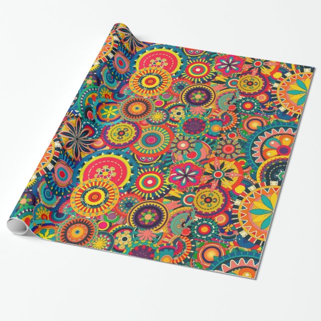 Funky Colourful Pattern Wrapping Paper (Unrolled)