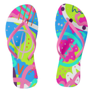 Funky Colourful Pop Art  Flip Flops