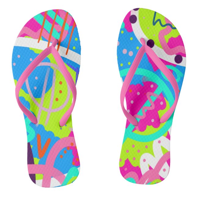 Funky Colourful Pop Art  Flip Flops (Footbed)