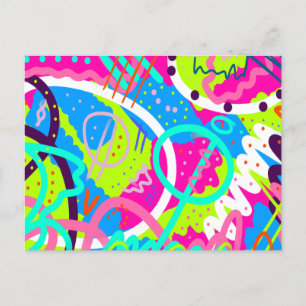 Funky Colourful Pop Art Postcard