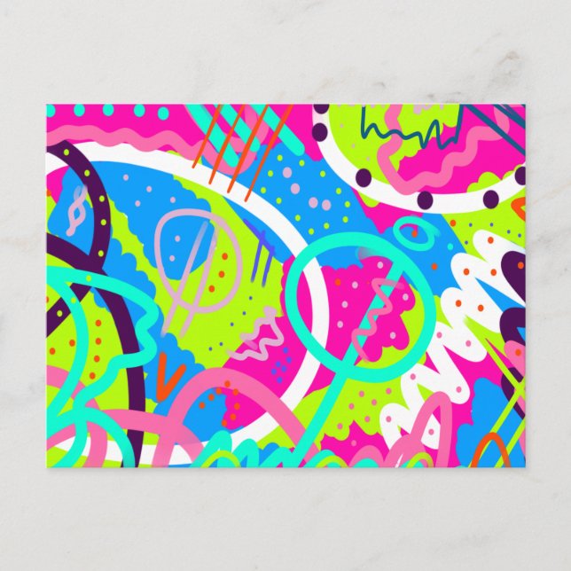 Funky Colourful Pop Art  Postcard (Front)