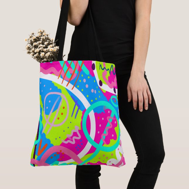 Funky Colourful Pop Art  Tote Bag (Close Up)