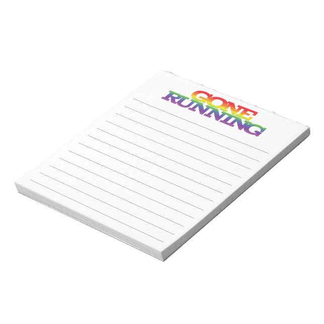 Funky Colourful Rainbow Gone Running  Lined Paper Notepad (Rotated)