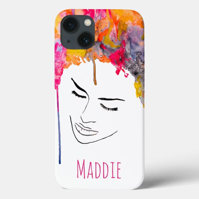 Funky colourful rainbow lady art Case-Mate iPhone case (Back)