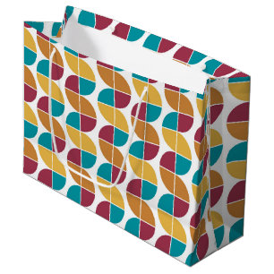 Funky Colourful Retro 70s Vintage Geometric Patter Large Gift Bag