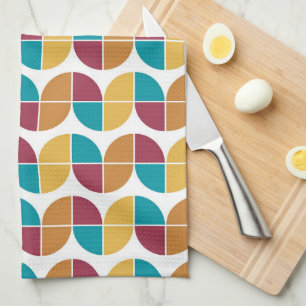 Funky Colourful Retro 70s Vintage Geometric Patter Tea Towel