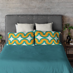 Funky Colourful Retro Half Circles Art Pattern Pillowcase
