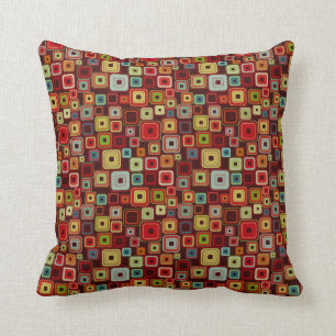 Funky Colourful Retro Squares Pillow
