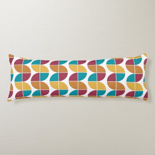 Funky Colourful Retro Vintage Geometric Pattern Body Cushion (Front)