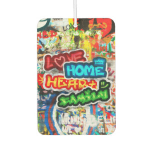 Funky Colourful Streetart Graffiti Love Home Heart Car Air Freshener