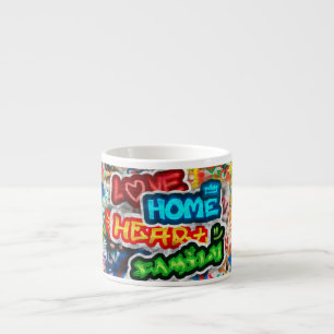 Funky Colourful Streetart Graffiti Love Home Heart Espresso Cup
