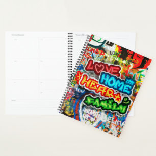 Funky Colourful Streetart Graffiti Love Home Heart Planner