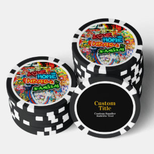 Funky Colourful Streetart Graffiti Love Home Heart Poker Chips