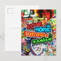Funky Colourful Streetart Graffiti Love Home Heart