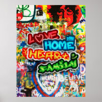 Funky Colourful Streetart Graffiti Love Home Heart