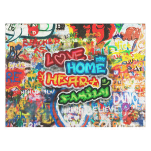 Funky Colourful Streetart Graffiti Love Home Heart Tablecloth
