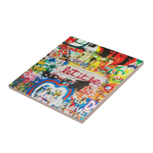 Funky Colourful Streetart Graffiti Love Home Heart Tile