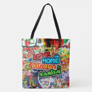 Funky Colourful Streetart Graffiti Love Home Heart Tote Bag
