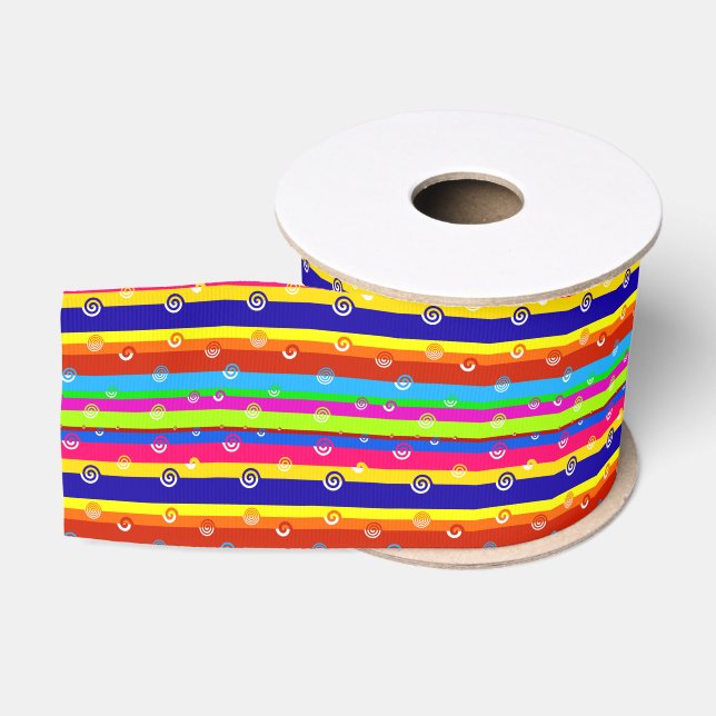 Funky Colourful Stripes Grosgrain Ribbon (Spool)