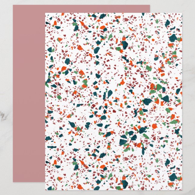 Funky Colourful Terrazzo Art Scrapbook Paper (Front/Back)