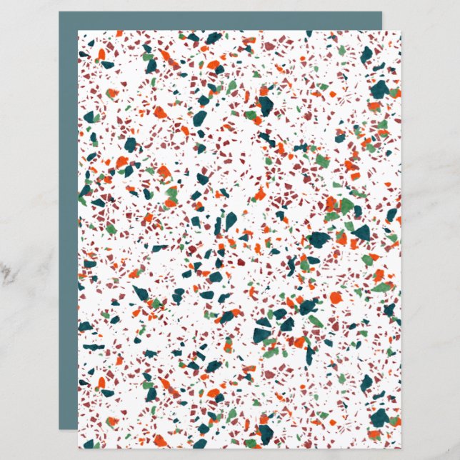 Funky Colourful Terrazzo Art Scrapbook Paper (Front/Back)