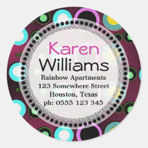 Funky Colours Polka Dots Return Address Round Classic Round Sticker