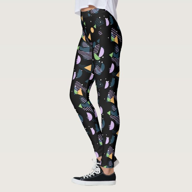 Funky Cool Geometric Abstract 50s Art Pattern Leggings (Left)