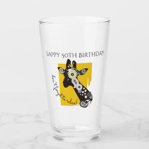 Funky Cool Giraffe Inspirational Birthday Glass