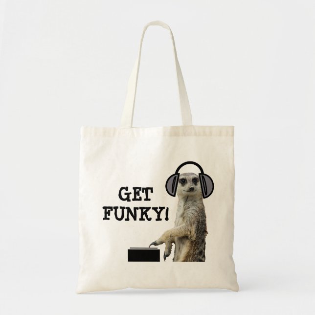 Funky cool meerkat dj tote bag (Front)