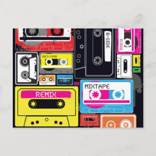 Funky Cool Mix Tapes Design Postcard