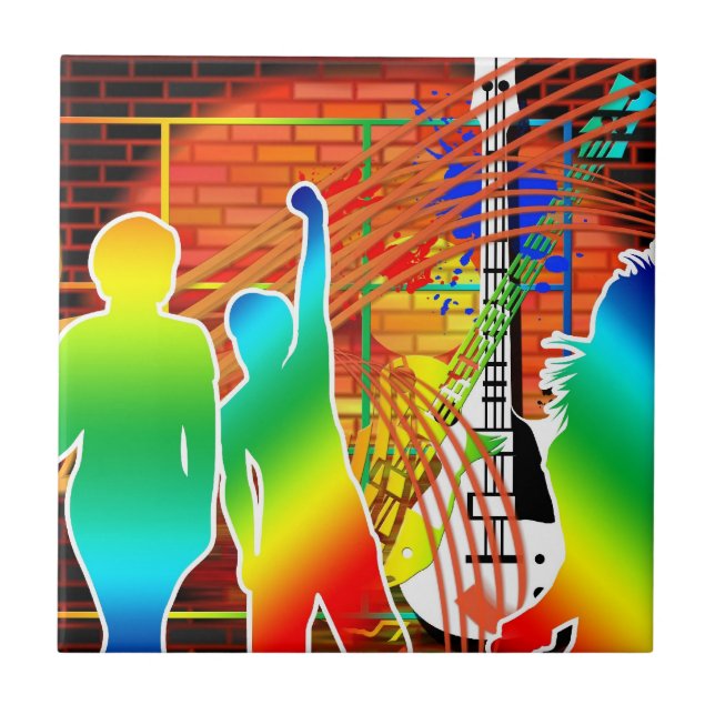Funky Cool Music Dance Pop Art Design Tile (Front)