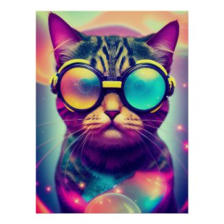 Funky Cool Psychedelic Goggles Cat
