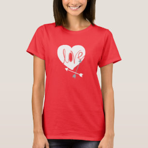 Funky Coral Love Heart Arrows T-Shirt Top