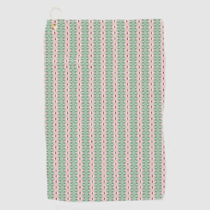 Funky Cottagecore Boho Christmas Stripe Pattern Golf Towel