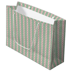 Funky Cottagecore Boho Christmas Stripe Pattern Large Gift Bag