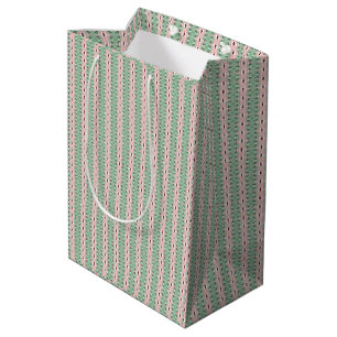 Funky Cottagecore Boho Christmas Stripe Pattern Medium Gift Bag