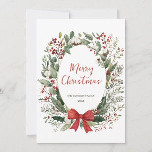 Funky Country Retro Boho Christmas Wreath Holiday Card