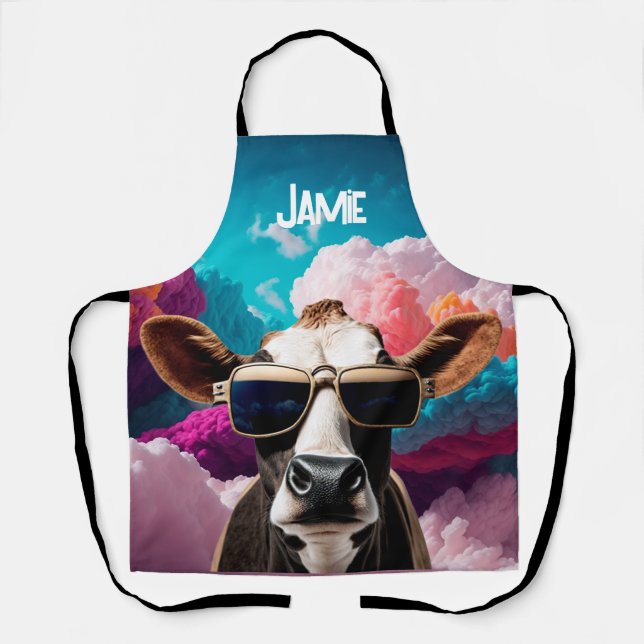Funky Cow in Sunglasses Apron (Front)