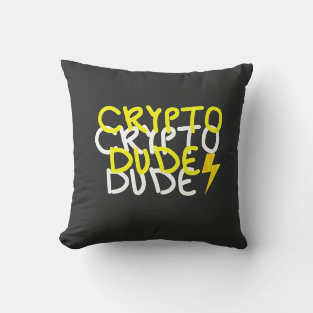 Funky Crypto Dude Energy Power Sign Cushion (Front)