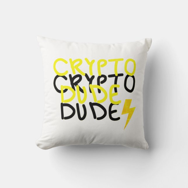 Funky Crypto Dude Energy Power Sign Cushion (Front)