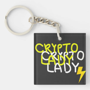 Funky Crypto Lady Energy Power Sign Key Ring