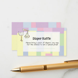 Funky Cubism Handwritten Diaper Raffle Enclosure Card