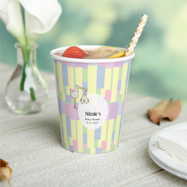 Funky Cubism Handwritten StarkDelivery Baby Shower Paper Cups (Insitu)