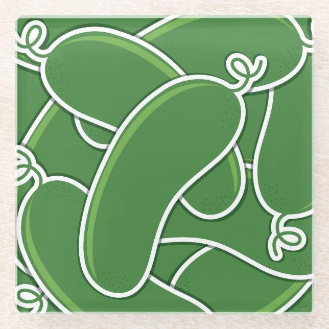 Funky cucumber glass coaster (Front)