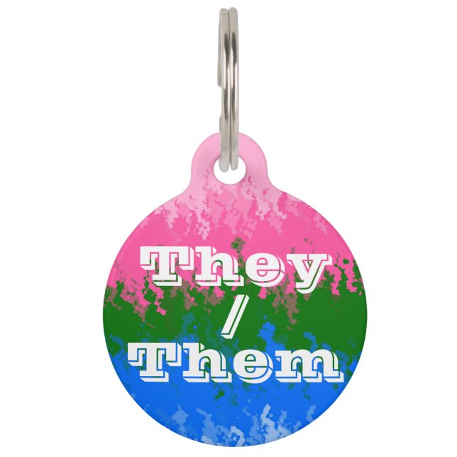 Funky Customisable Pronoun Omniromantic Pride Flag Pet Tag (Front)