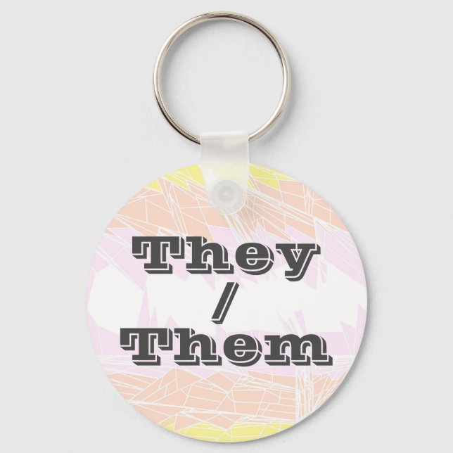 Funky Customisable Pronoun Pangender Pride Flag Key Ring (Back)