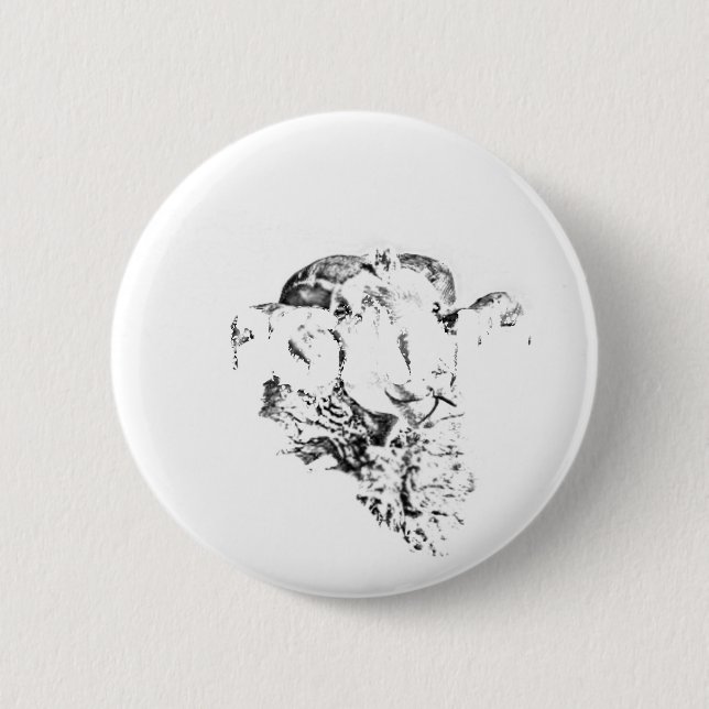 Funky Cute Sheep Ram 6 Cm Round Badge (Front)