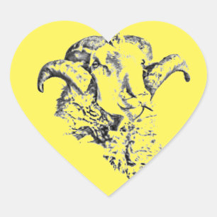 Funky Cute Sheep Ram Heart Sticker