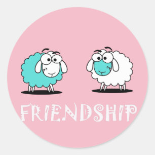 Funky Cute Two Sheep Friendship Sticker