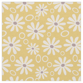Funky Daisies and Bubbles Yellow Fabric
